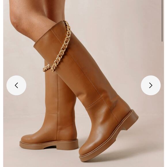 ALOHAS Brown Leather Lug Chunky Sole Pier Tall Boots Chain sz 39 Anthropologie - Picture 4 of 16